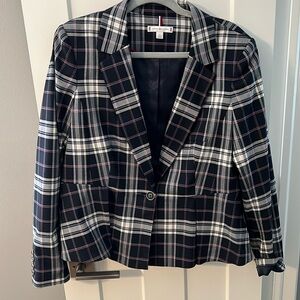Tommy Hilfiger navy plaid blazer, like new, never worn